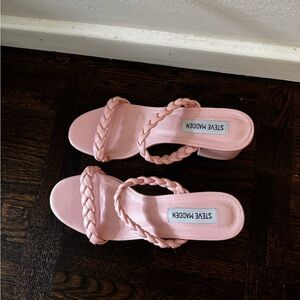 Steve Madden | Light Pink Braided block Hell Sandals | Size 8